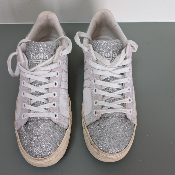 Gola Shoes - Gola Women's White and Silver Glitter Fashion Sneakers